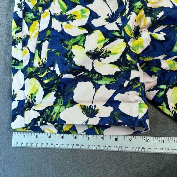 J. Crew Cotton Stretch Shorts Womens 0 Blue Yellow Green Floral Chino Hawaiian - Picture 11 of 11